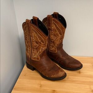 Old West 1936 Boys Classic Brown Leather Uppers Cowboy Boots Little Kids Size 13